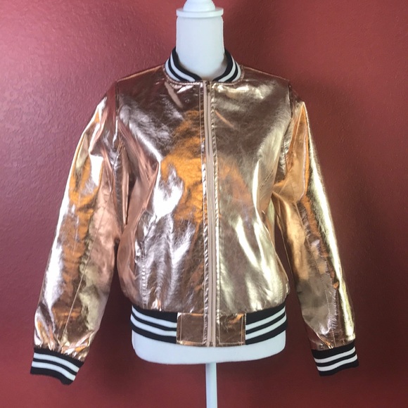 Sans Souci Jackets & Blazers - Sans Souci Rose Gold Vegan Bomber Jacket